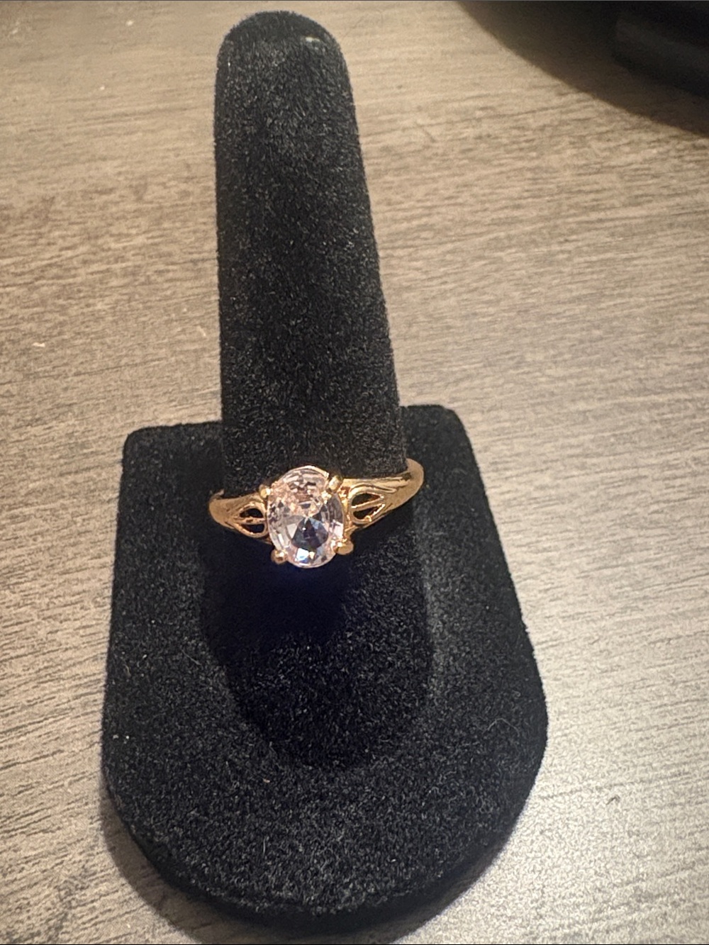 Gold Tone Pink Oval Stone Ring